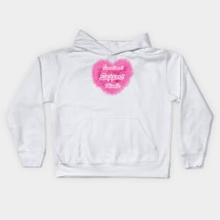 Emotional Support Kindle Pink - Text On Fluff Heart Kids Hoodie